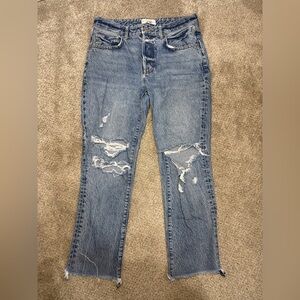 We The Free Jeans Size 28 Distressed Frayed Hem Women's Straight Jeans